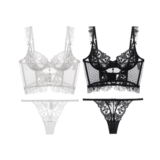 Damen-Dessous-Set, 2-teilig, mit BH und Strumpfhose aus Nylon und Elastan
